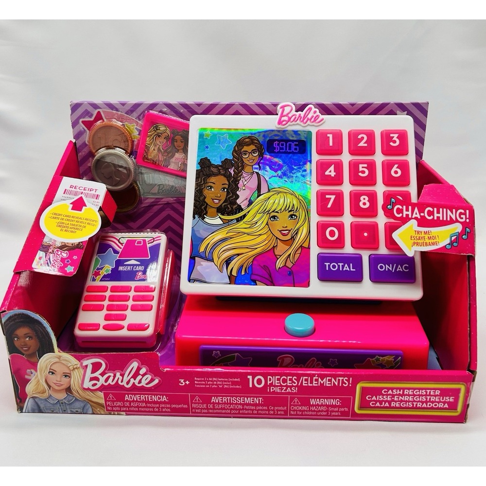Barbie Trendy Cash Register Toy with Sounds Play Money and Credit Card Reader